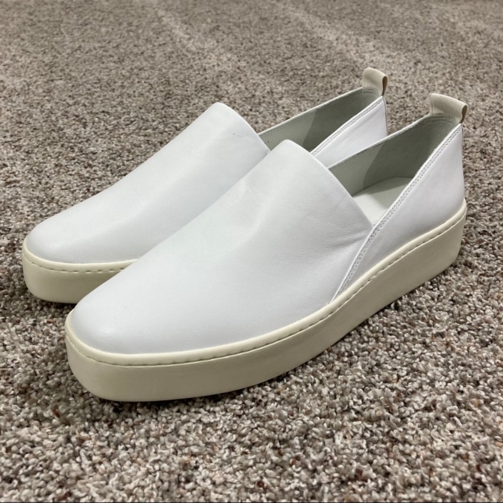 Vince Saxon 2 White Slip-On Platform Sneakers